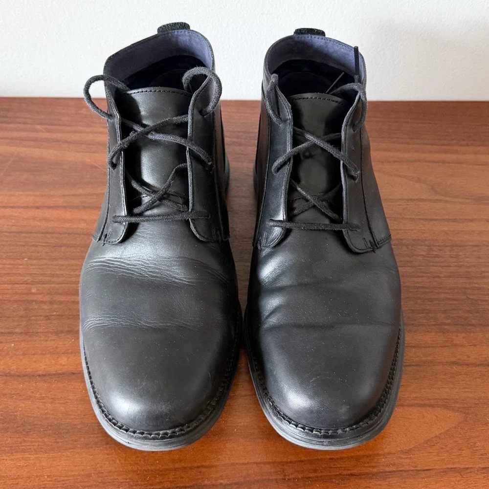 Cole Haan Grand OS Mens 10.5 M Black Leather Chukka Boots Lace Up Dress Casual